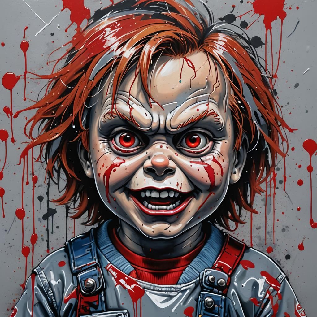 Graffiti Art in Red and Gray, Splash Art Style