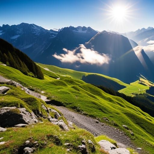 Swiss Alps in Divine Sunshine