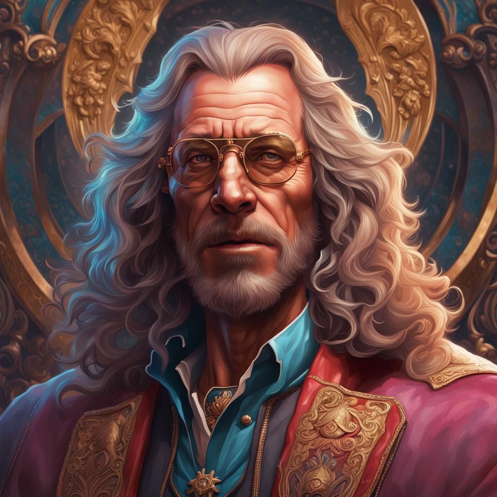 Zaphod Beeblebrox Portrait in Hyperdetailed Style
