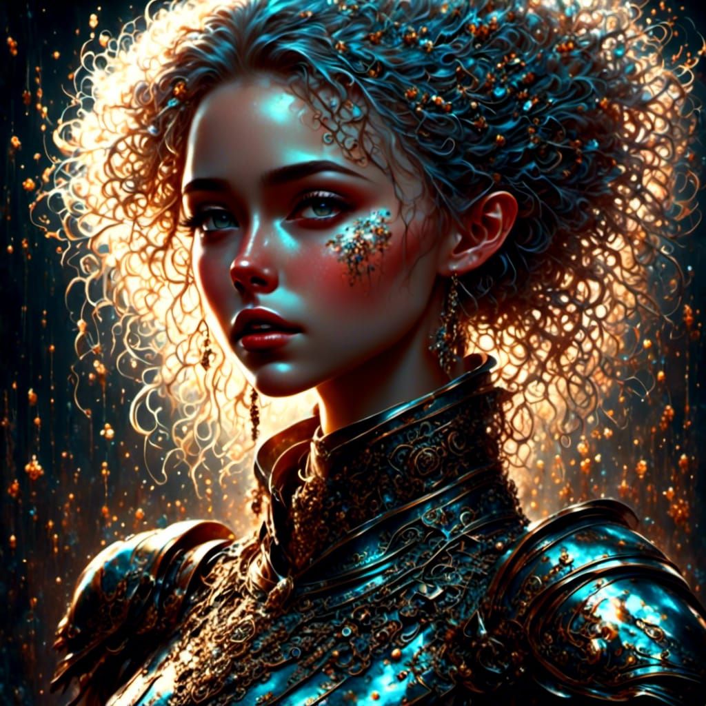 Bioluminescent Warrior in Astral Illustration Style