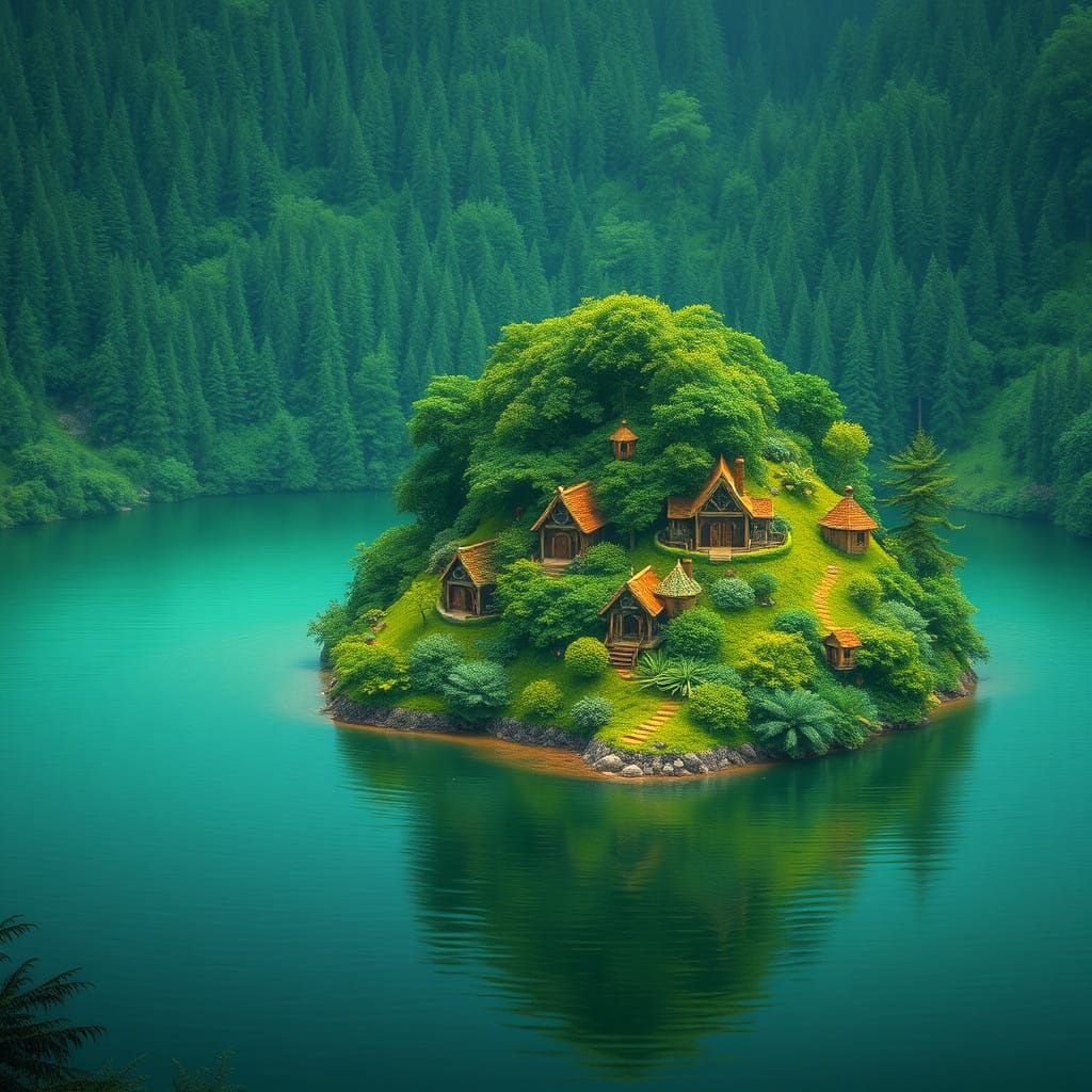 Emerald Isle Haven in Whimsical Fantasy Style