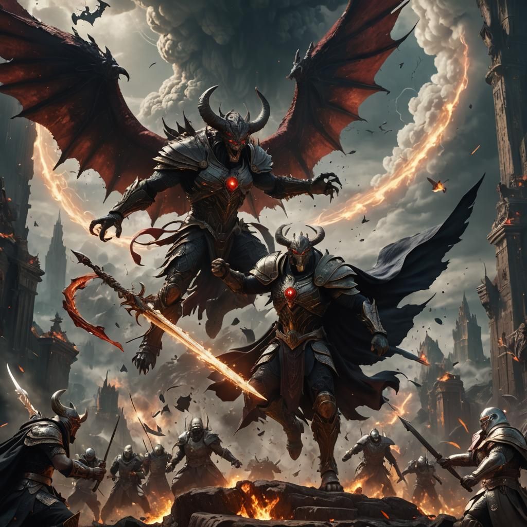 Epic Battle: Good Versus Evil, Detailed Matte Painting