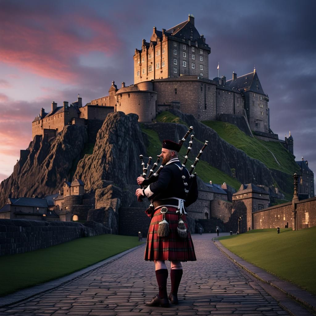 Bagpiper at Edinburgh Castle: Matte Painting