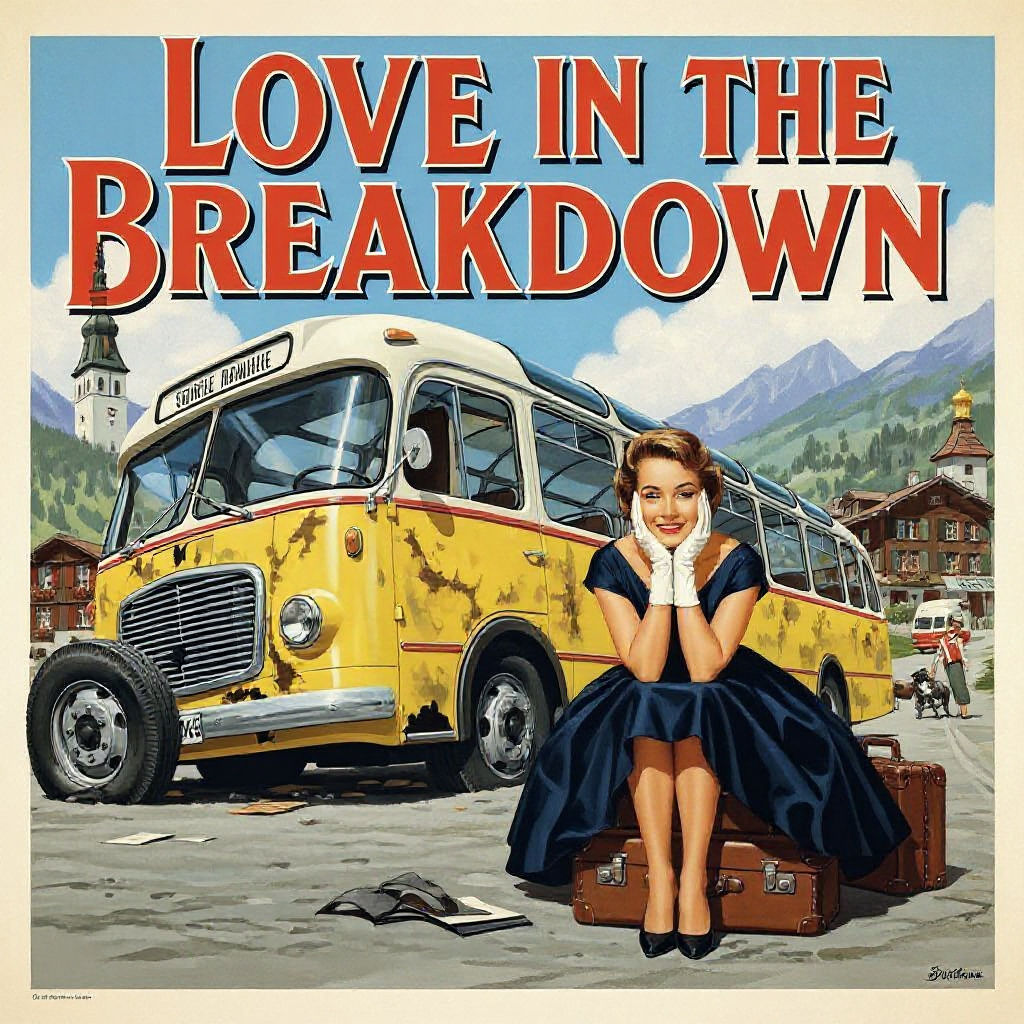 Vintage Film Poster of Woman by Broken Bus