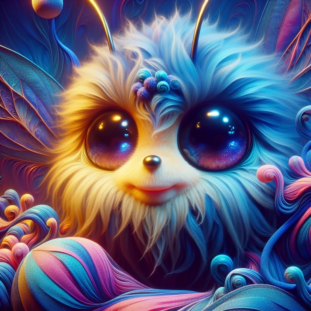 Whimsical Honey Bee Caricature in Dark Fantasy Style