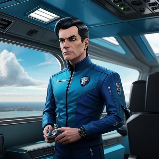 Cyberpunk Scott Tracy from "Thunderbirds Are Go" (2015) flyi...