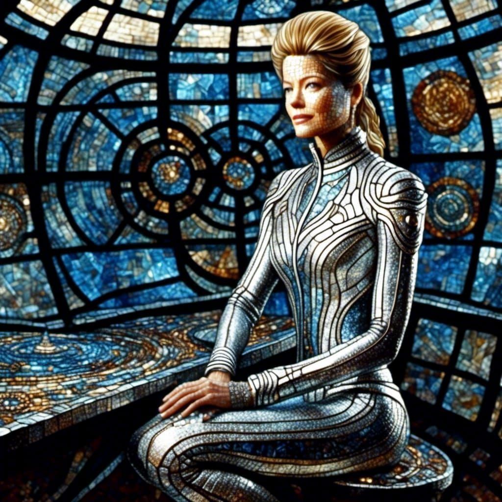 Seven of Nine Stained Glass Mosaic in Whelan Style