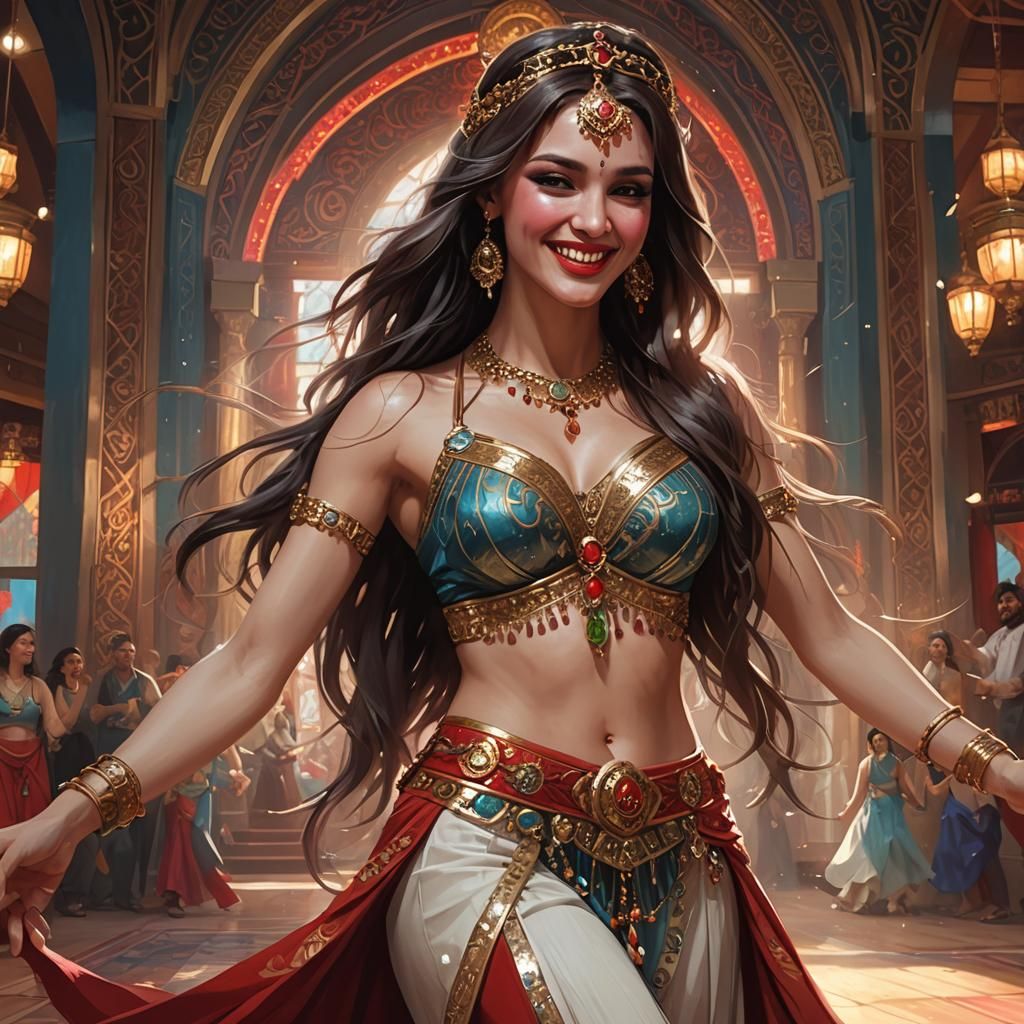 Stunning Belly Dancer Portrait in Art Nouveau Style