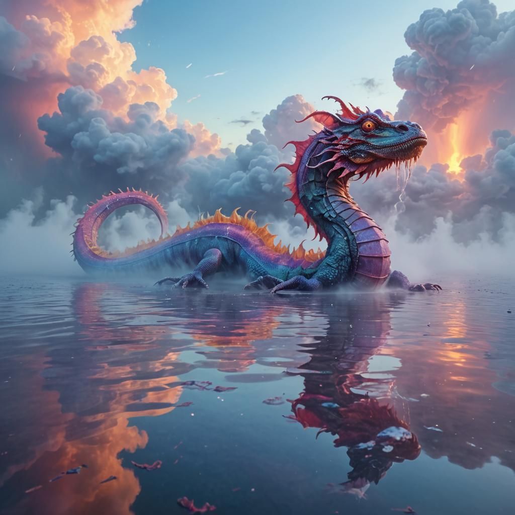 Colorful Basilisk Emerges from Vibrating Fluid Lake