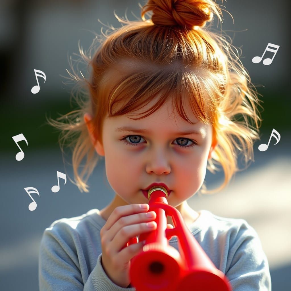 Joyful Redhead Trumpet Player in Warm Sunlight