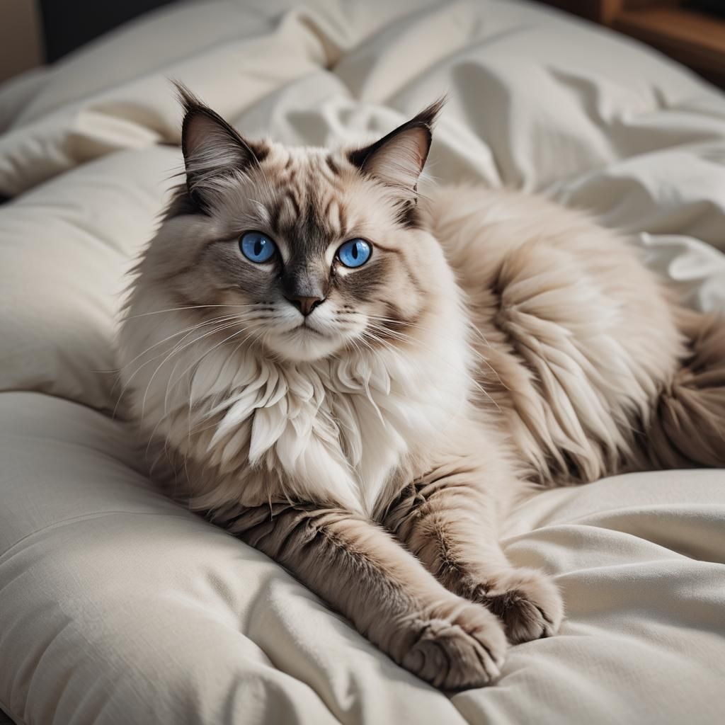 Serene Ragdoll Cat in 3D Anime Art Style