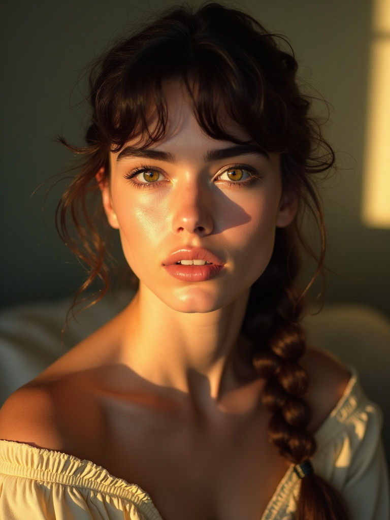 Young Woman's Portrait with Hollywood Starlet Features