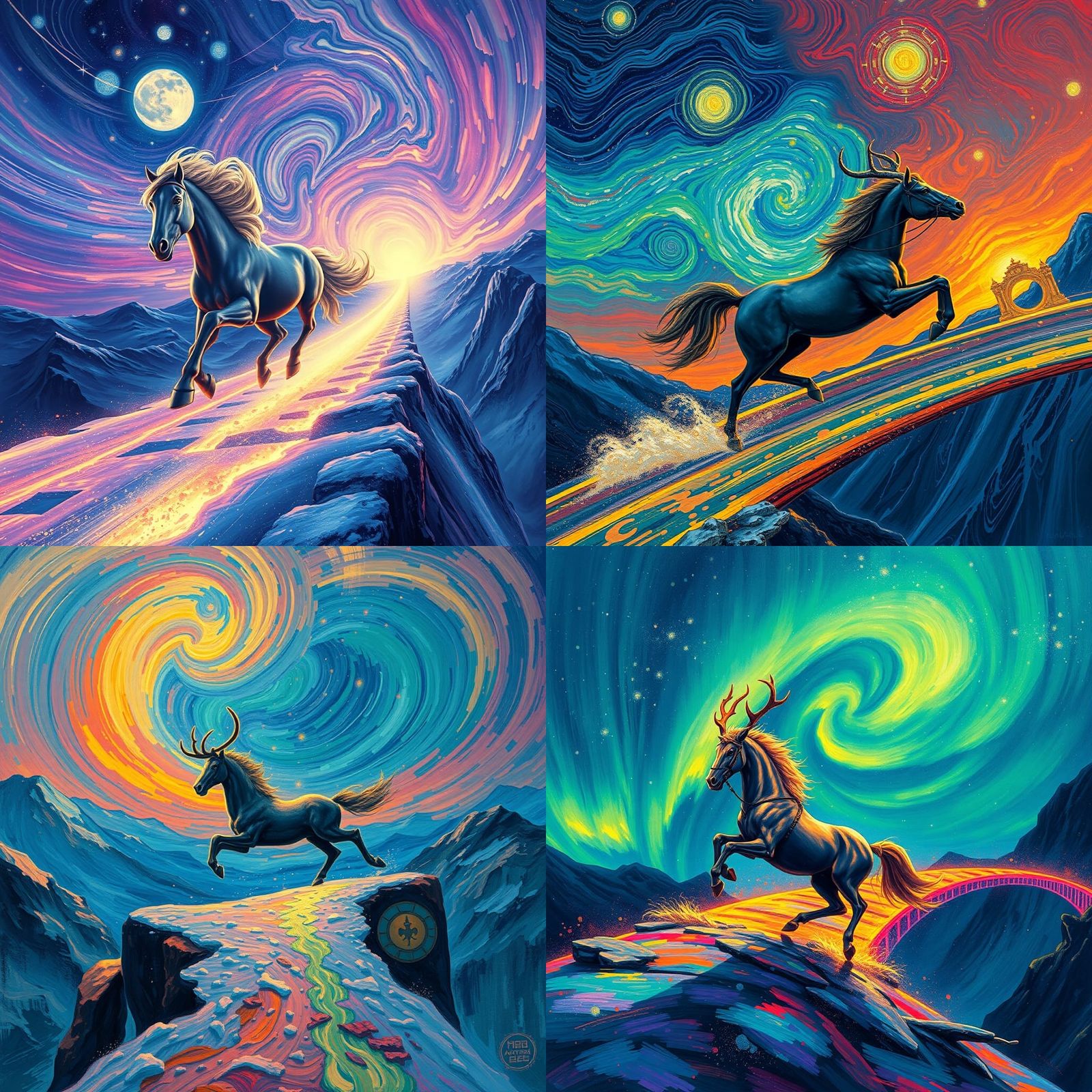 Sleipnir on Rainbow Bridge: Van Gogh Style