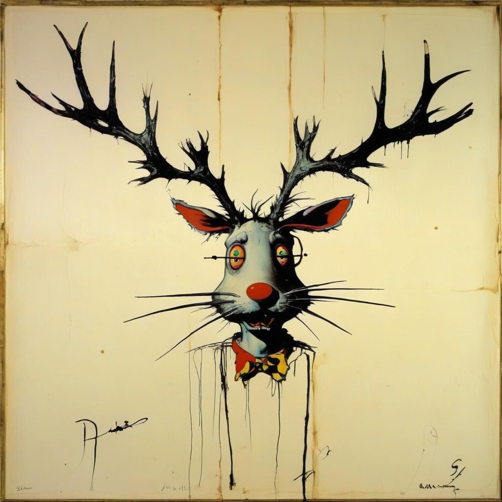 Surreal Jackalope in Abstract Expressionist Style
