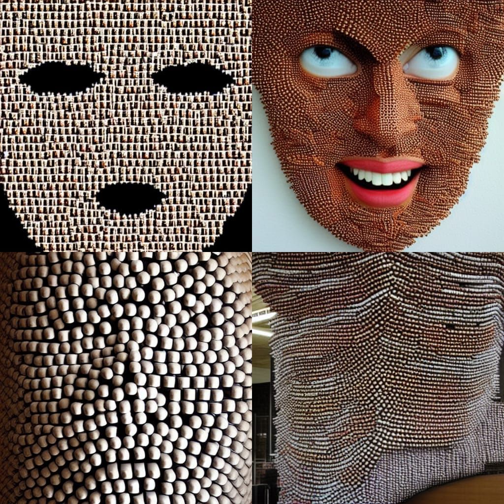 Face Constructed from Thousands of Coffee Cups