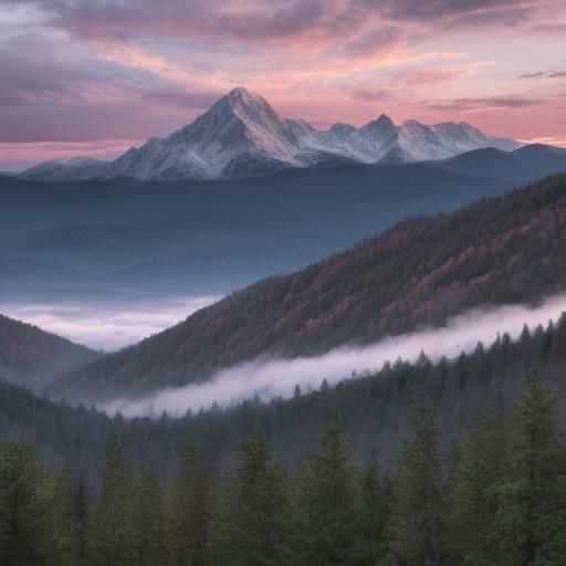 Pastel Dawn Sky Over Mountain Forest