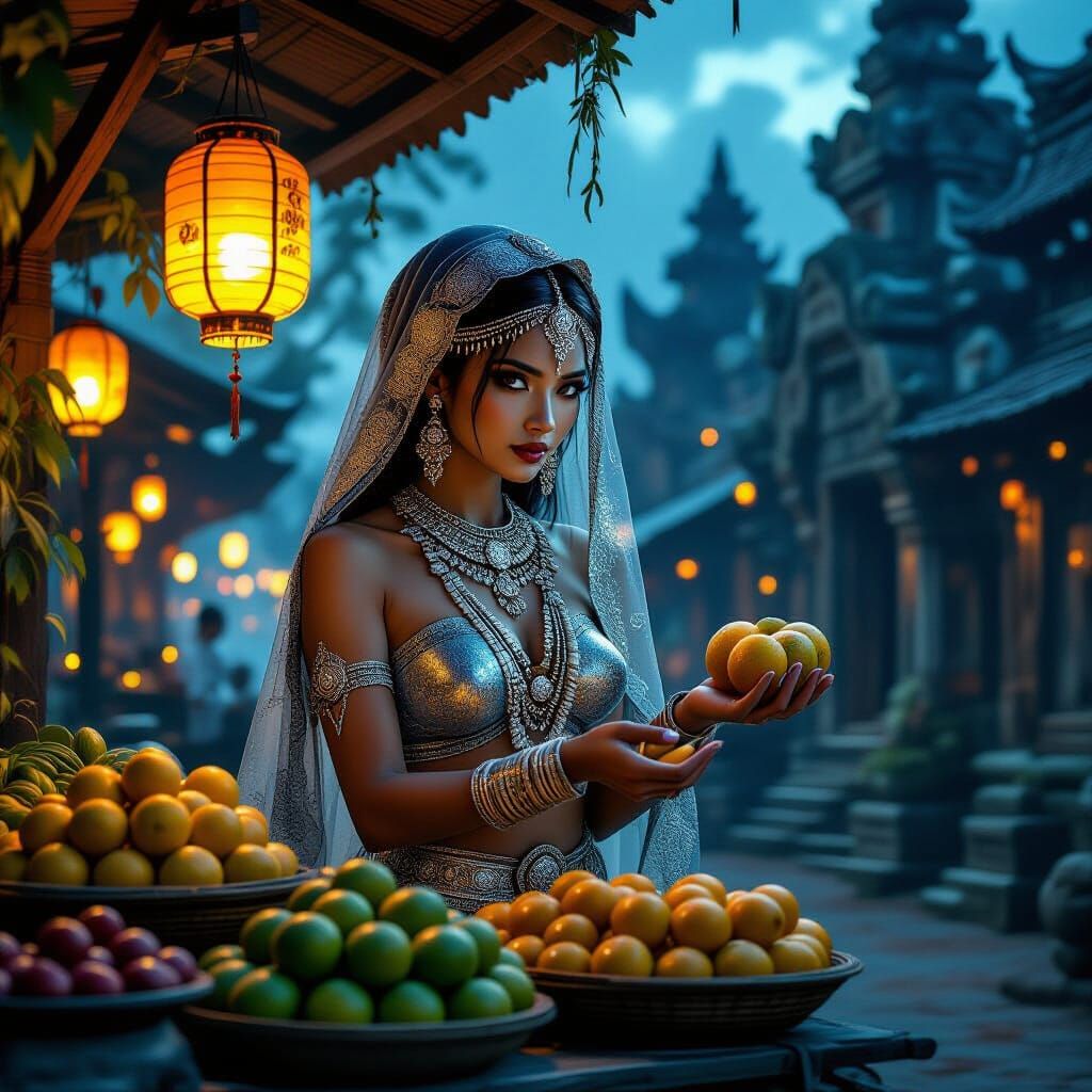 Mysterious Thai Woman at Twilight Market