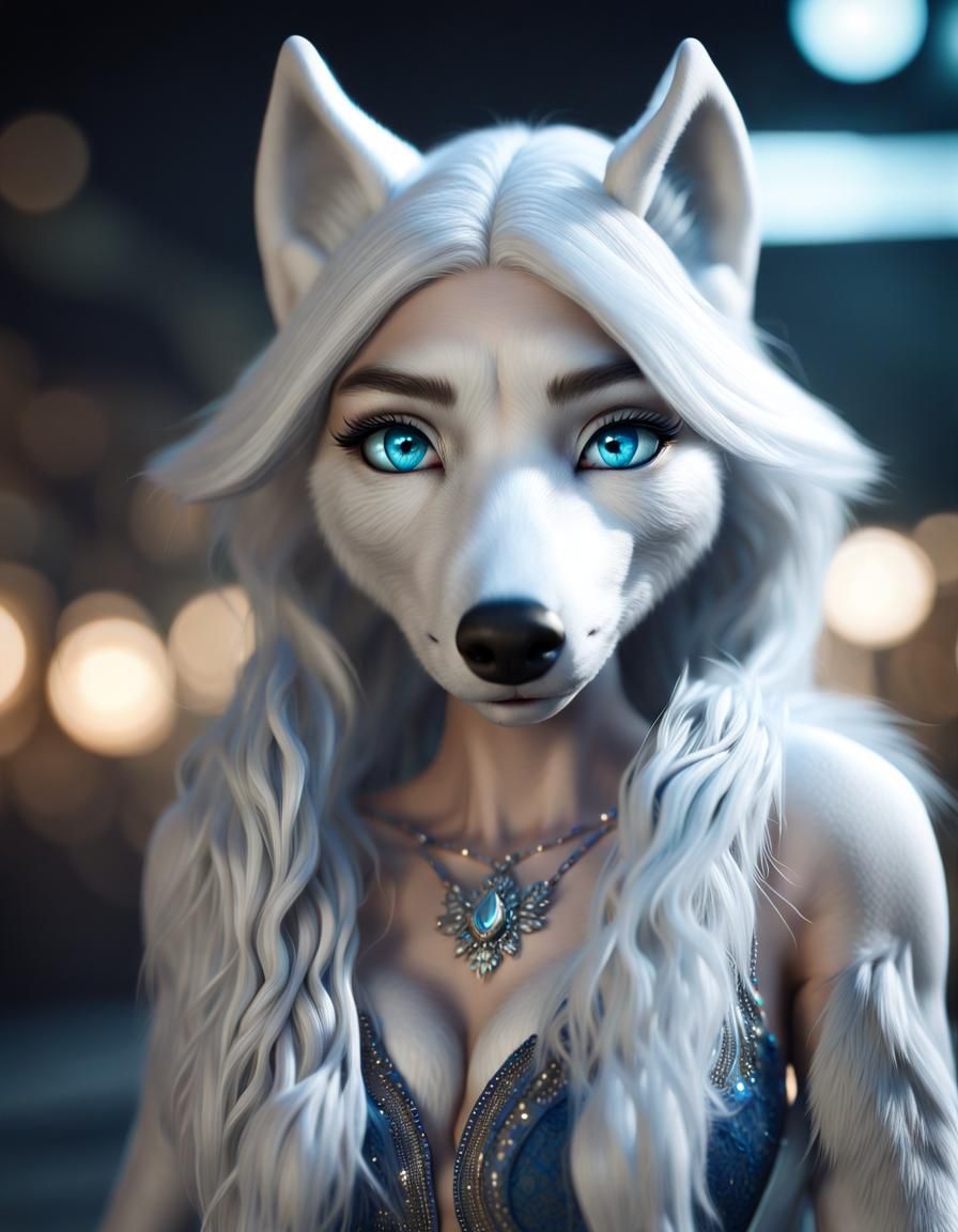 A (furry:1.3) white  (anthropomorphic:1.4) (bipedal:1.3) wol...