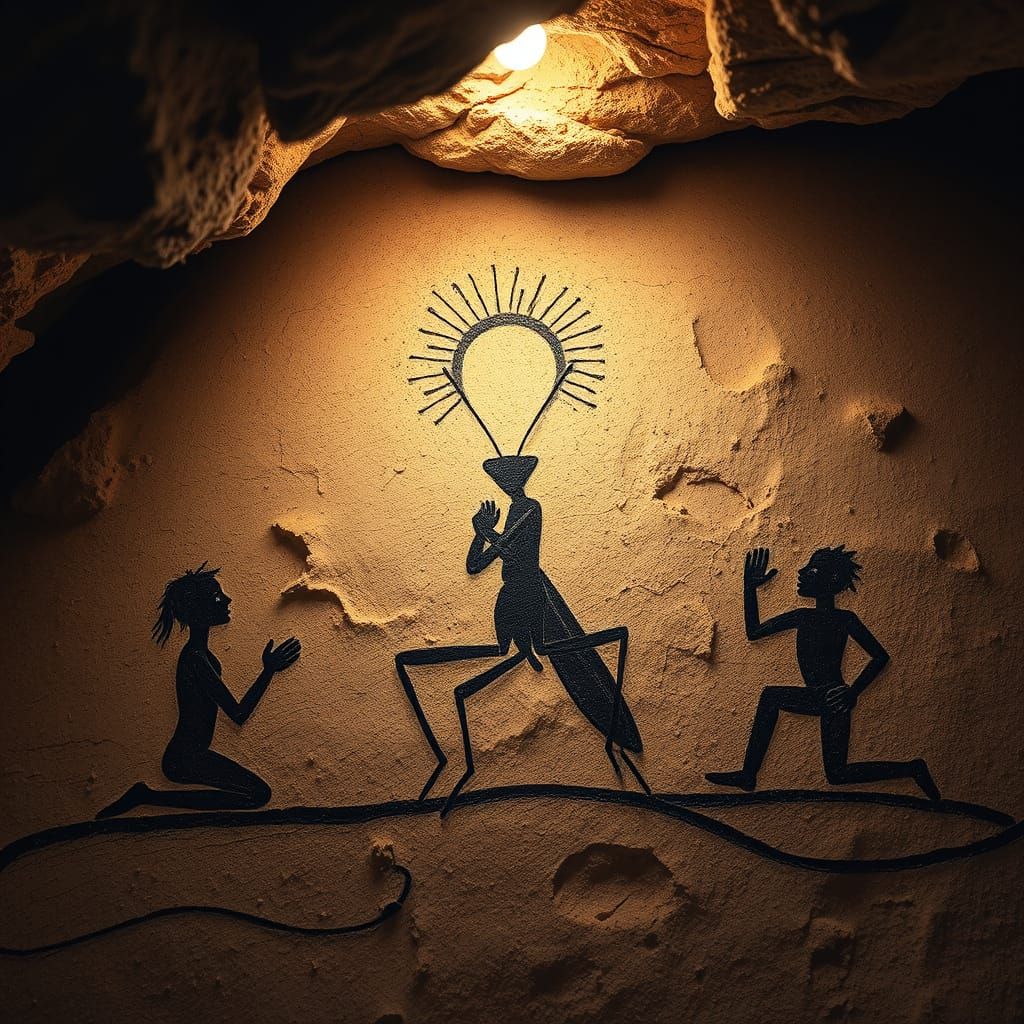 Ancient Cave Drawing of Praying Mantis God