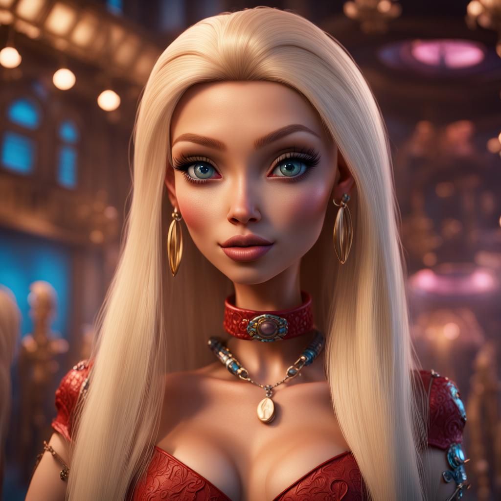 Hyperrealistic Blonde Woman as Bratz Doll