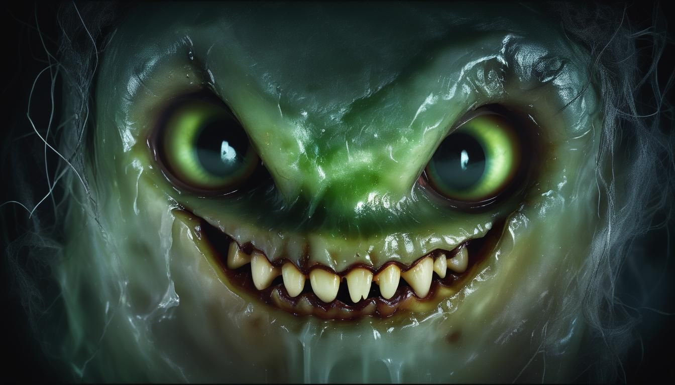 Glowing Cheese with Macabre Grin in Dark Fantasy