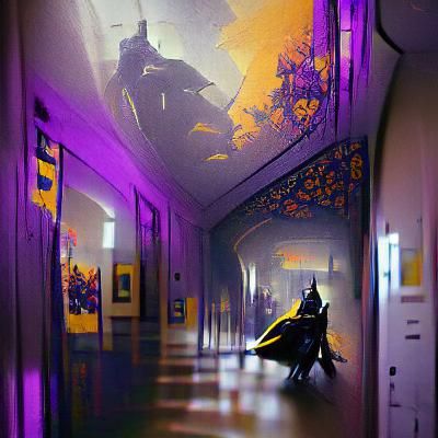 Batman in Hallway: Dark Fantasy Digital Art