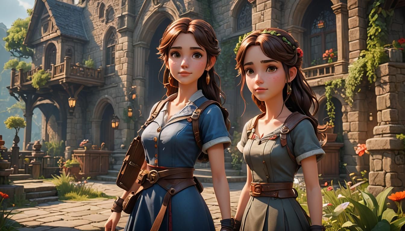 Joyful Cartoon Girl Feeling the Music