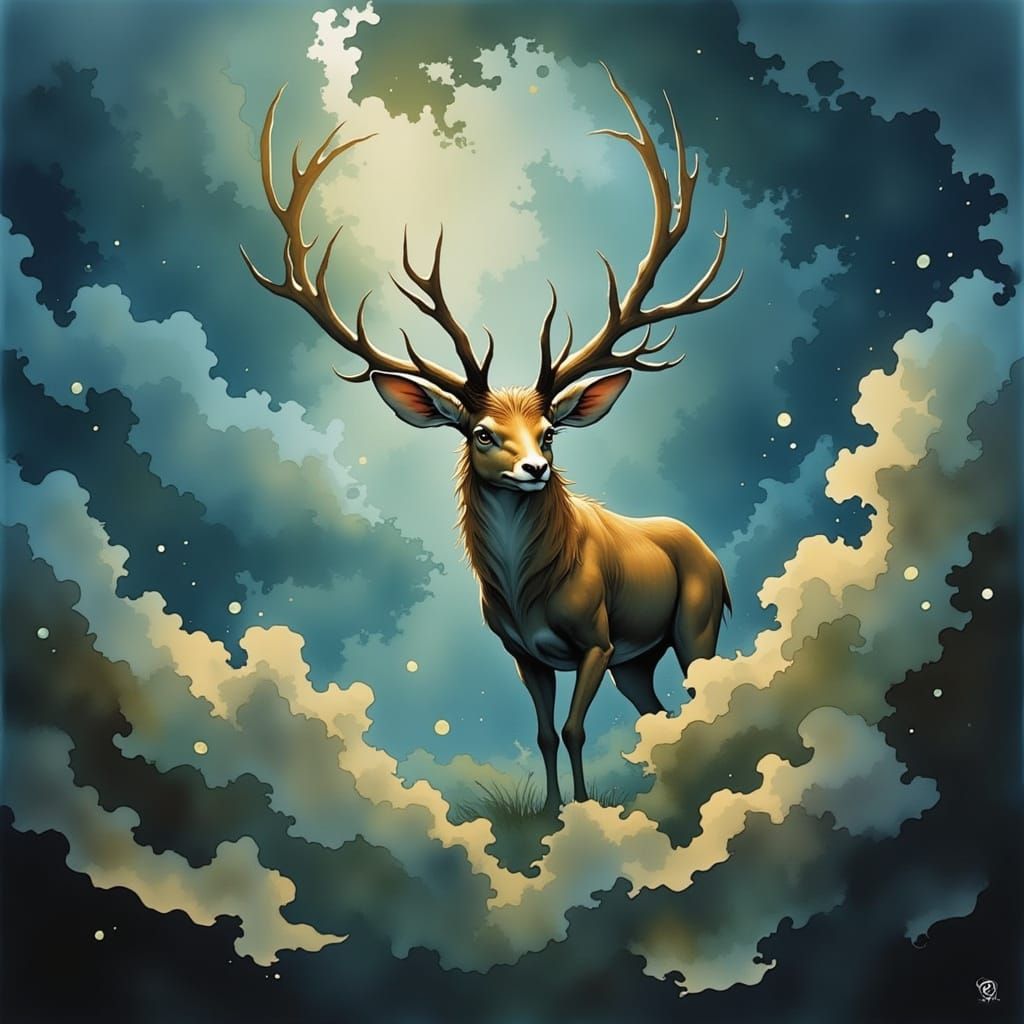 Luminous Jackalope in Ethereal Digital Painting