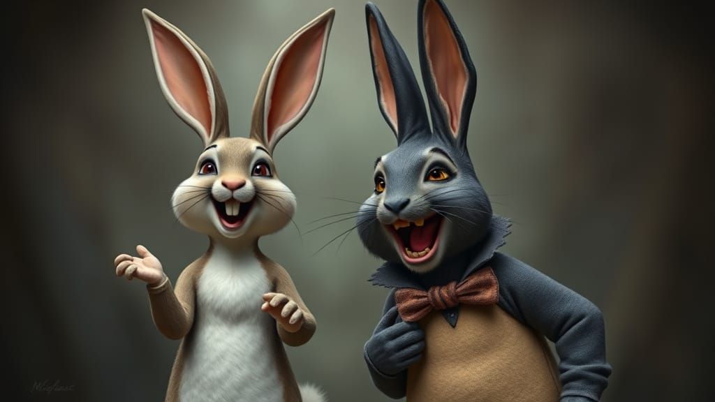 Laughing Donnie Darko Rabbit in Surreal Style