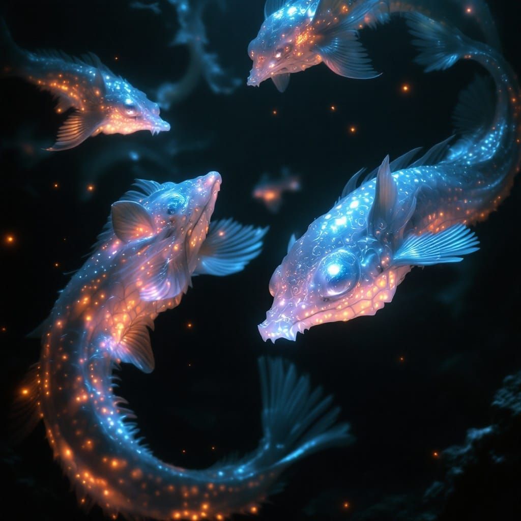 Ethereal Creatures of the Mariana Trench in Surreal Style