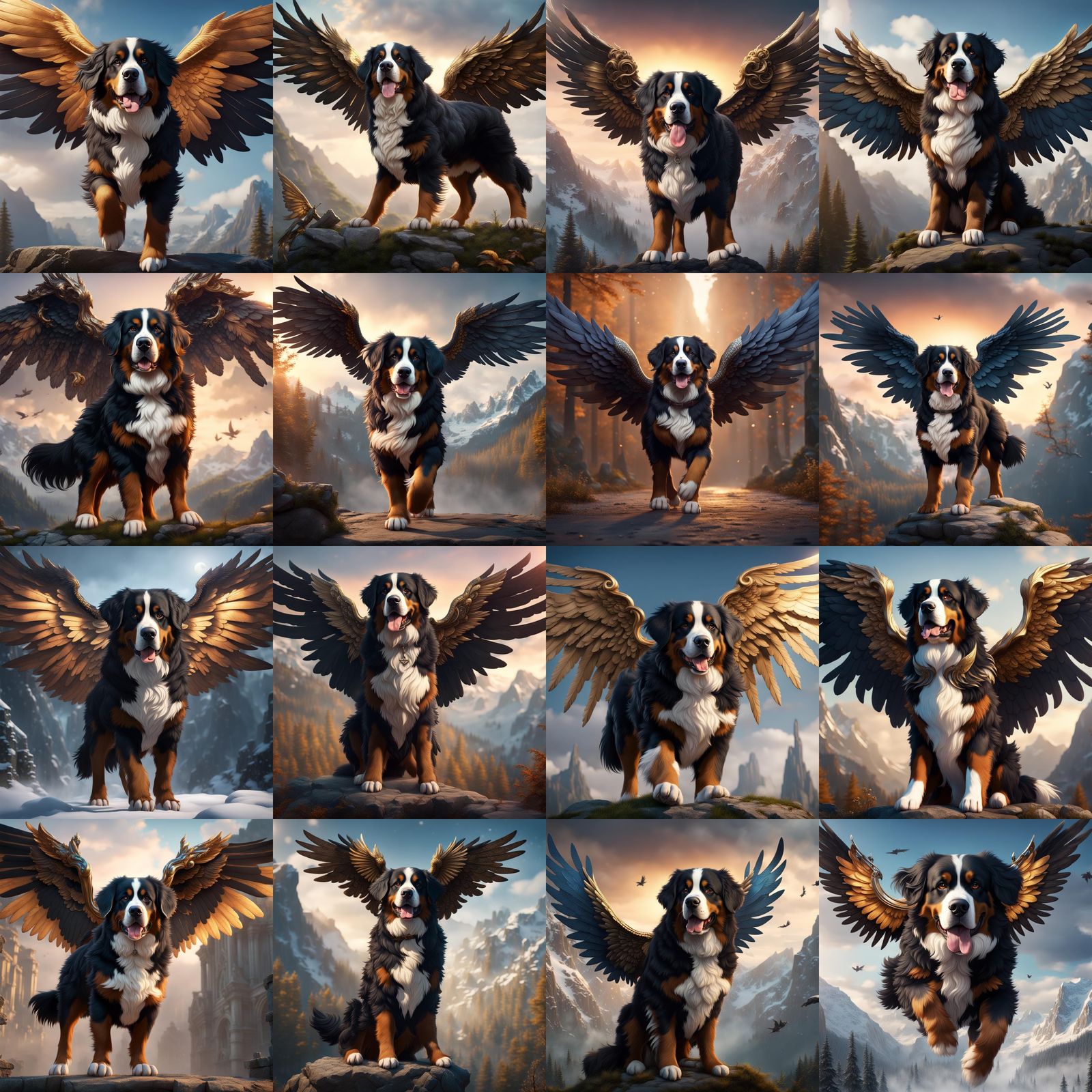 Winged Bernese Mountain Dog Fantasy Concept Art