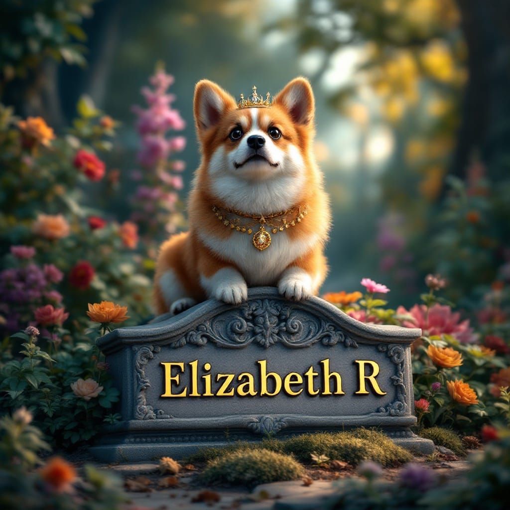 Regal Corgi Mourns Queen Elizabeth: Matte Painting