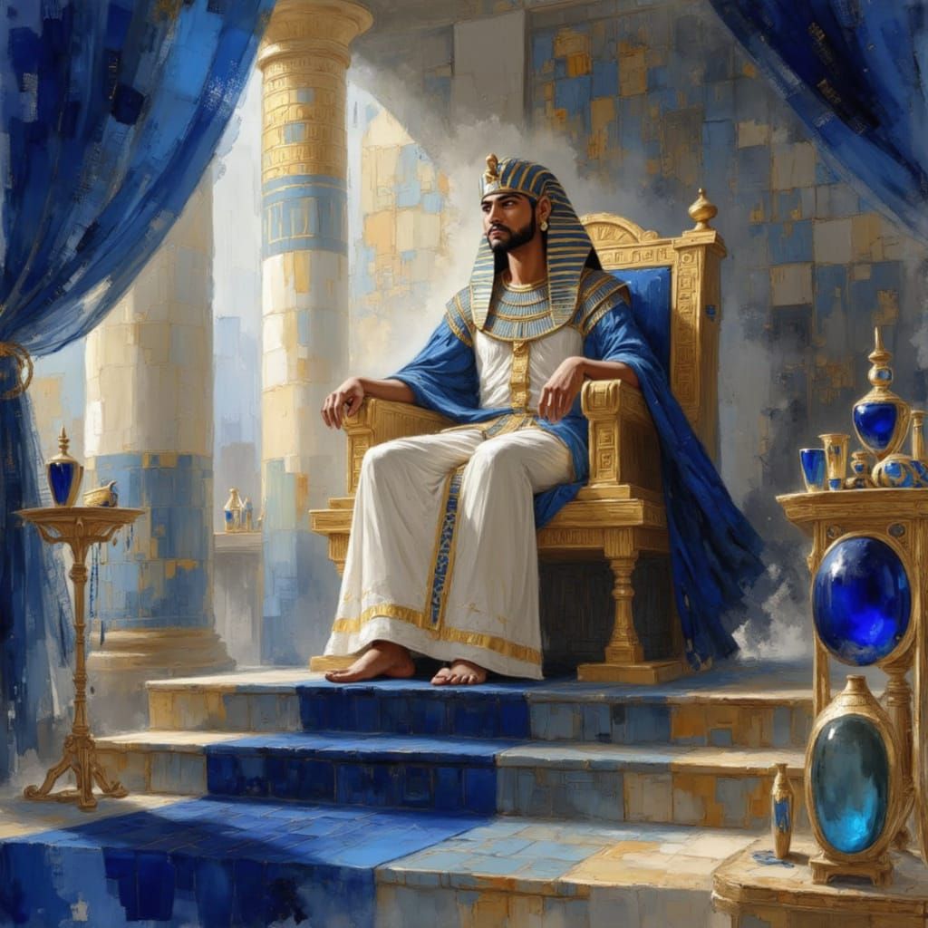 Ancient Egyptian Pharaoh Holds Court in Opulent Throne Room