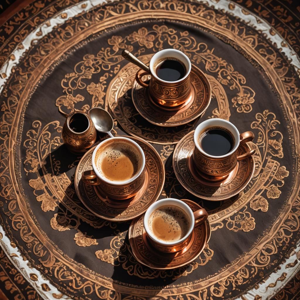 Traditional Turkish Coffee Pouring From Copper Ibrik
