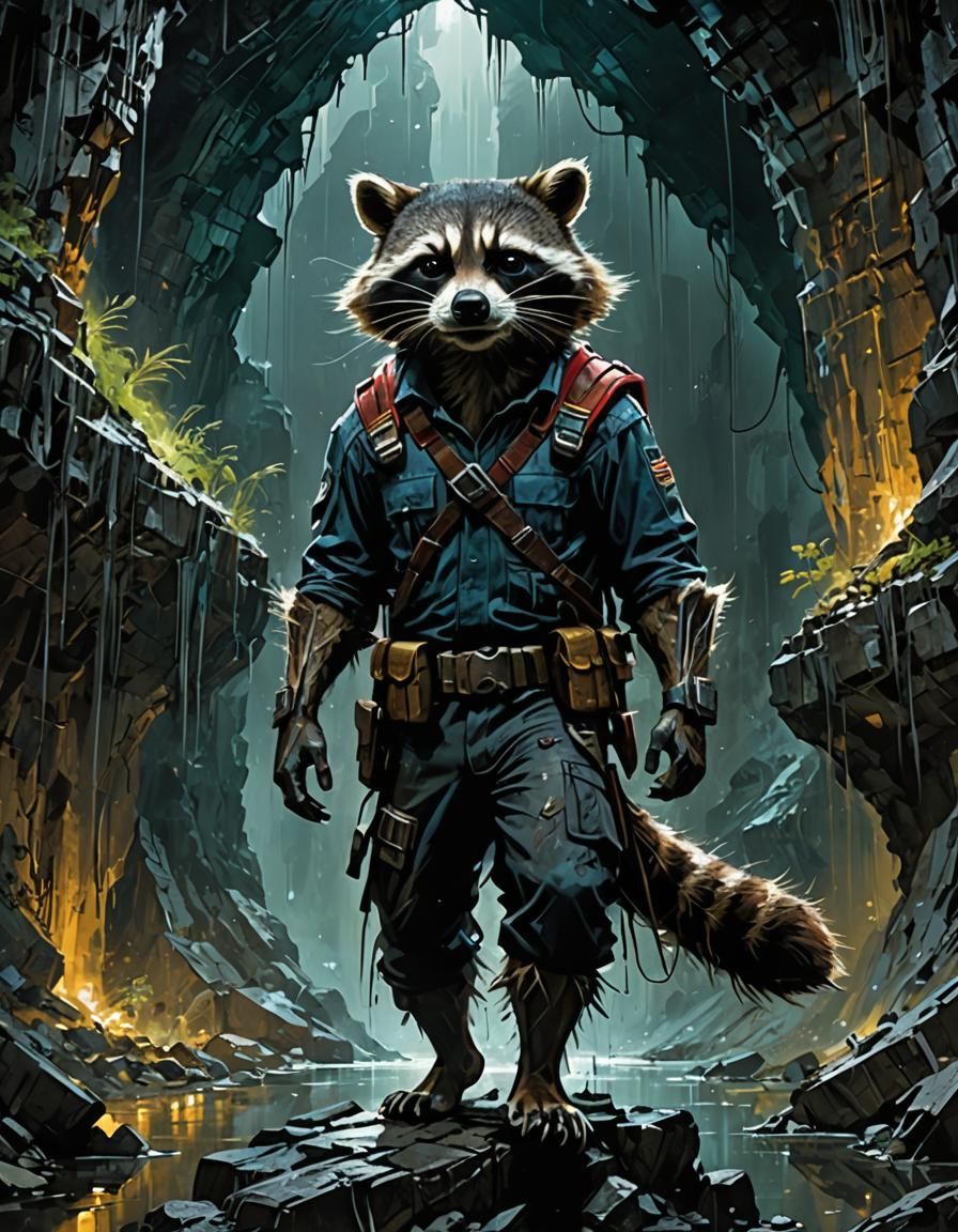 Dark Fantasy Raccoon Superhero Movie Poster