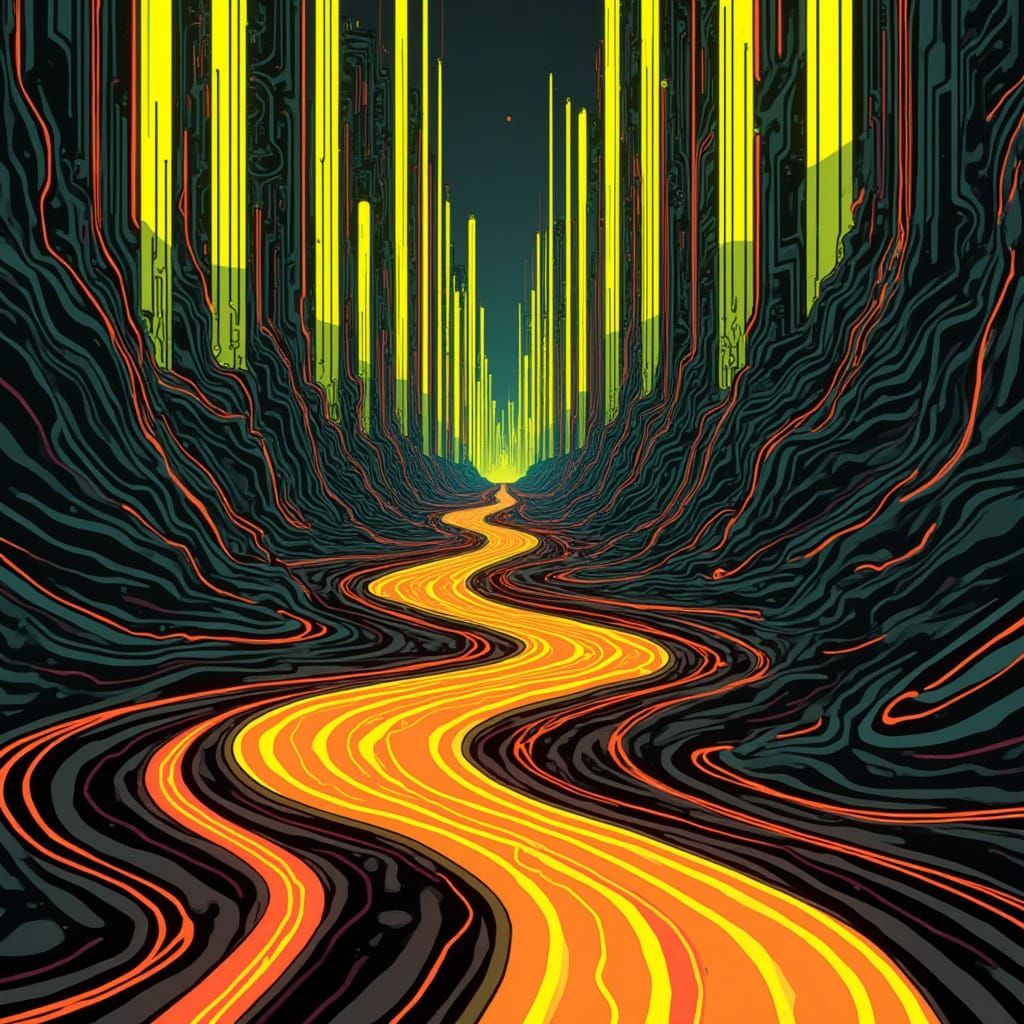 Electric Cityscape in Neon Hues