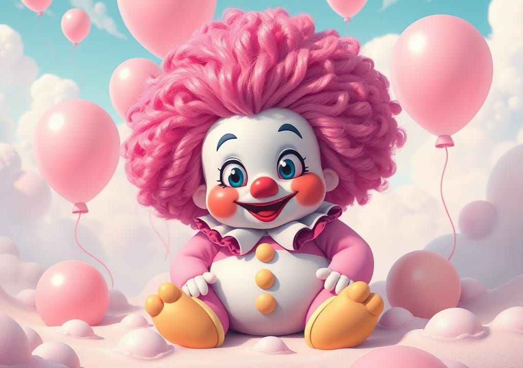 Charming Clown in a Dreamlike Pastel Wonderland