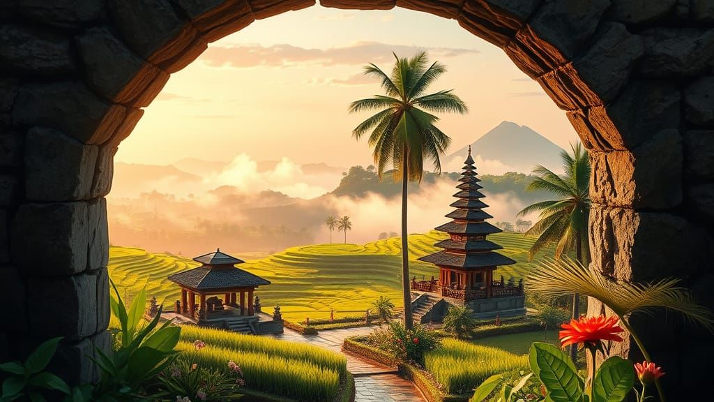 Bali Rice Terraces: A Digital Painting of Tranquility