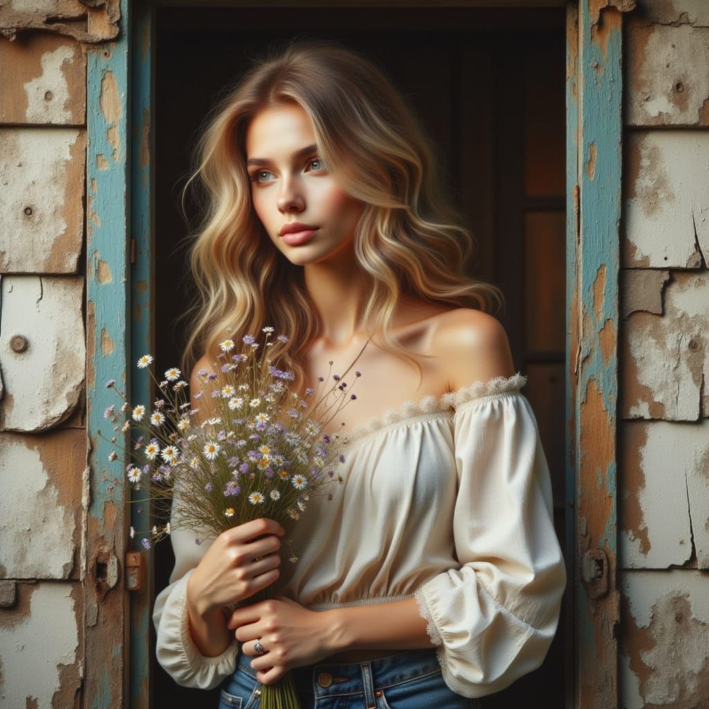 Double Exposure Portrait with Homestead in Digital Painting ...