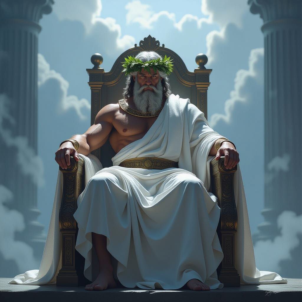 Zeus on Mount Olympus as Baroque Digital Art