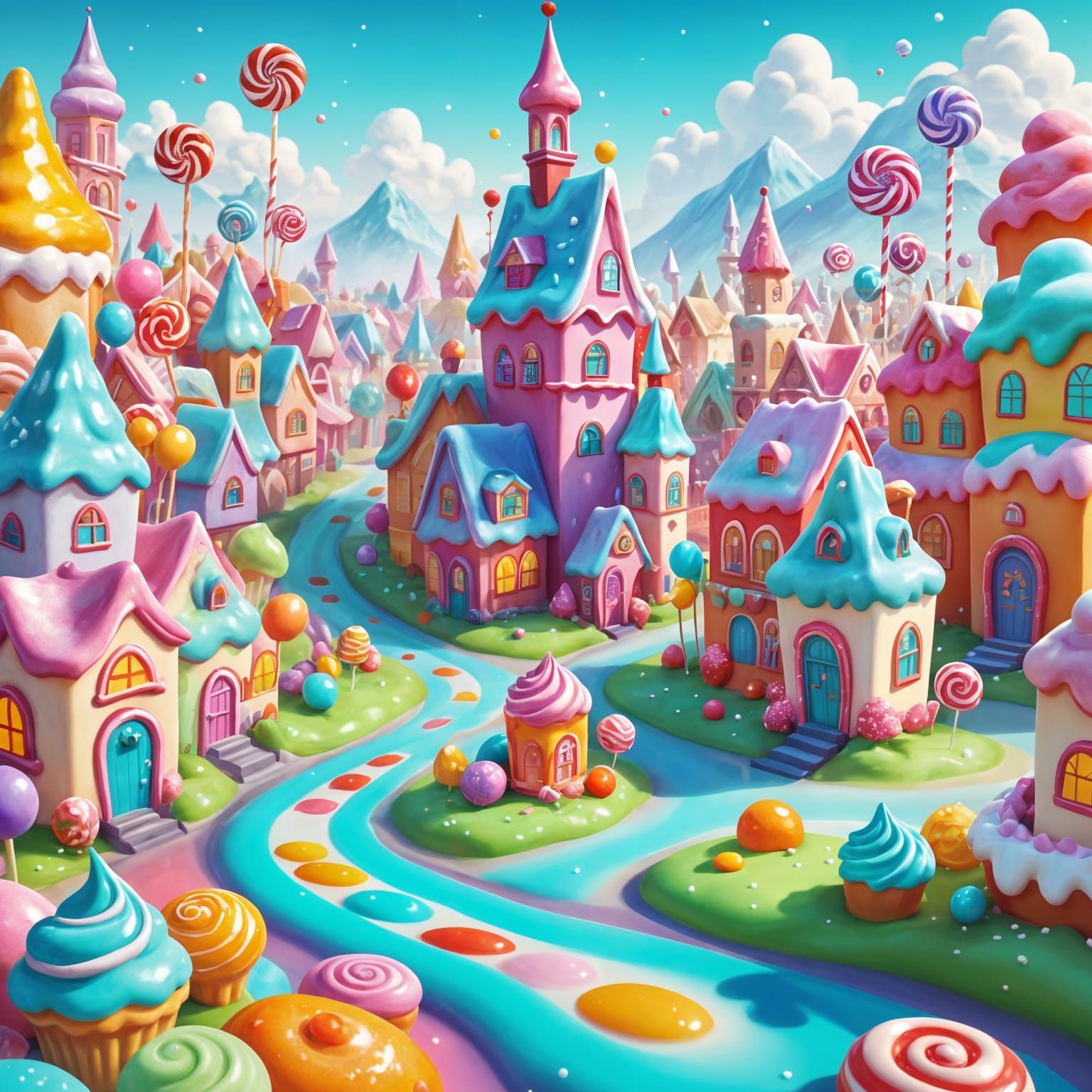 Vibrant Candyland Wonderland of Sweets