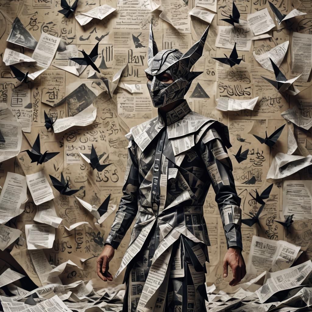 Body Painting with Newspaper and Mythical Creature