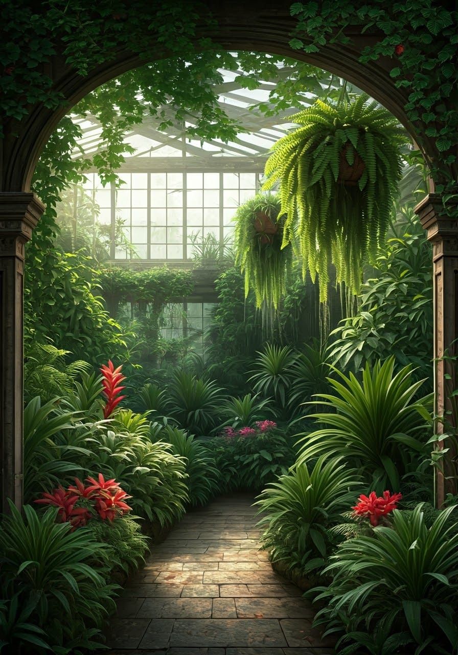 Vibrant Emerald Greenhouse Oasis