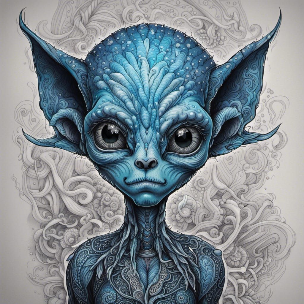 Hyperrealistic Alien Portrait in Kerby Rosanes Style