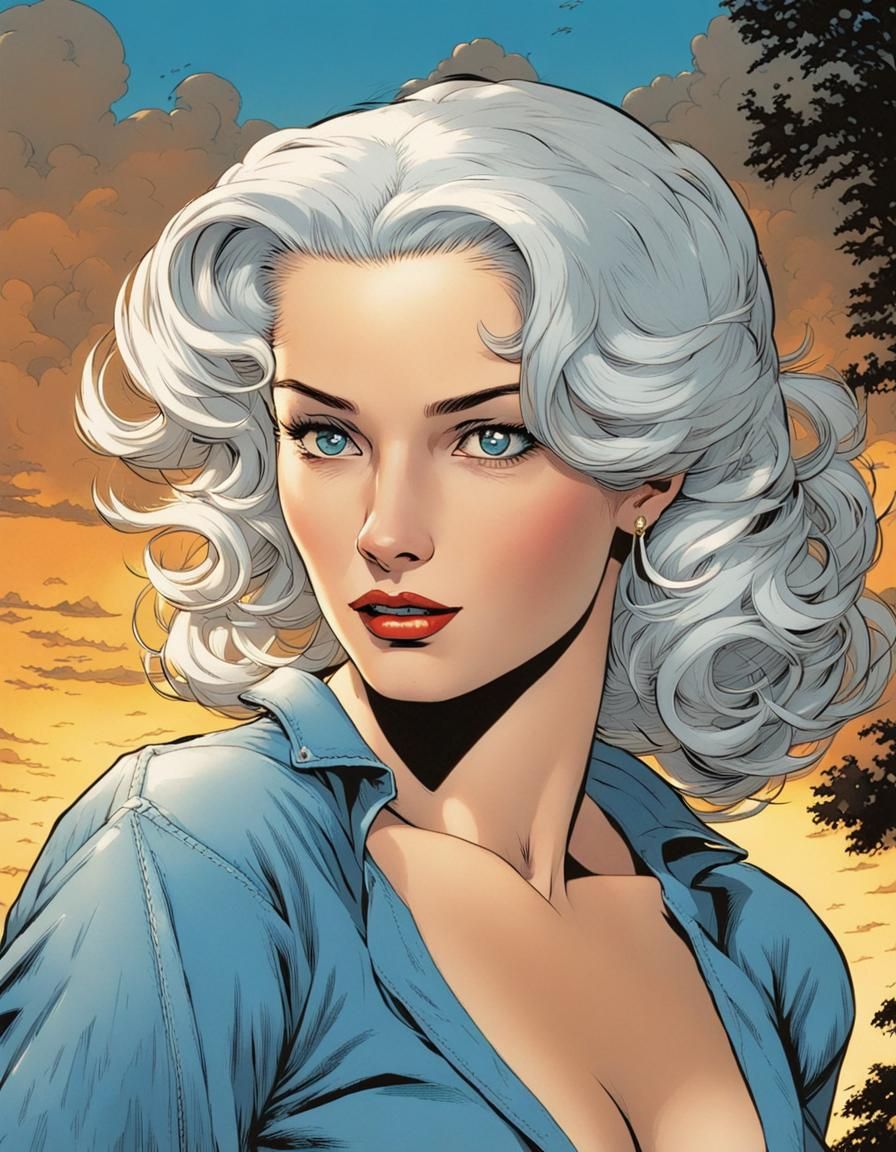 Beautiful 1950s Housewife in Comic Book Art Style