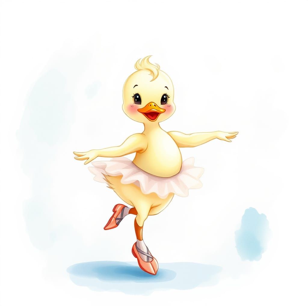 A chibi duckling ballet dancing swan lake