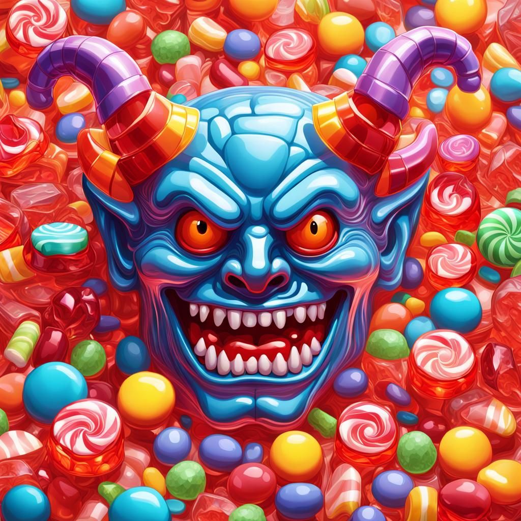Candy Devil Digital Illustration in Candyland Art Style