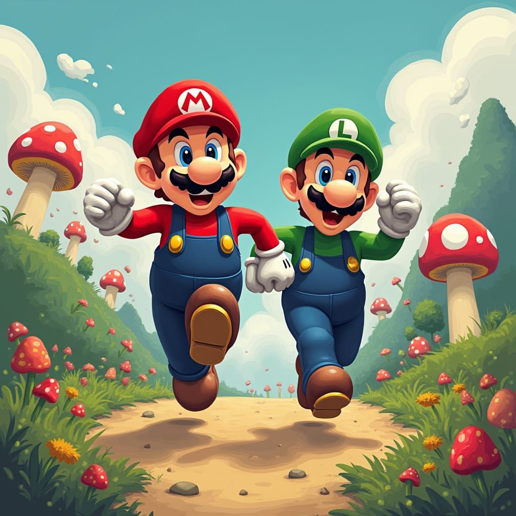 Mario and Luigi in the Mushroom Kingdom
