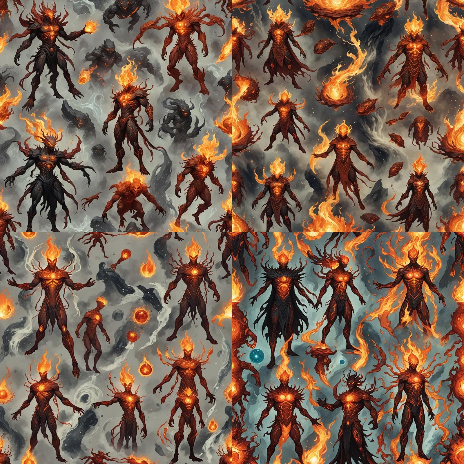 Ethereal Beings Embodying Elemental Forces of Nature