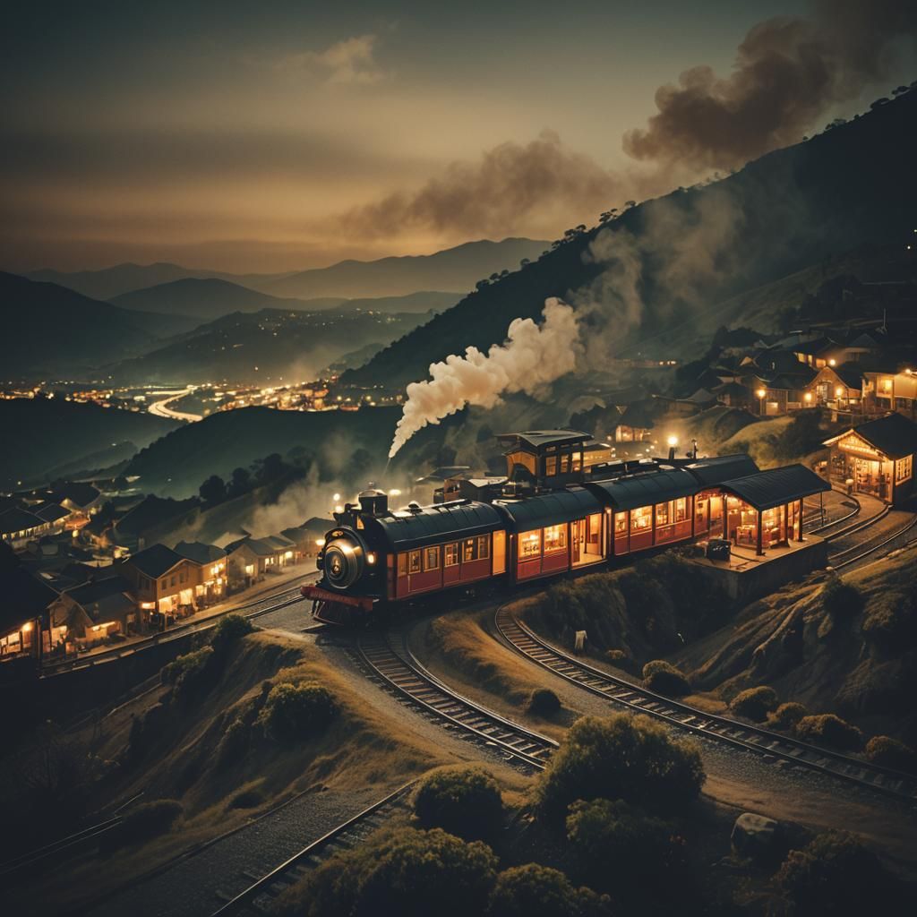 Night Train to Hill Station: Cinematic Film Still